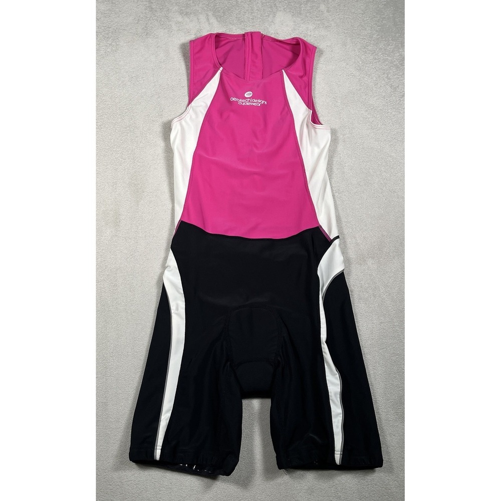 Aero Tech Designs Women Cycling Trisuit Sleeveless Triathlon Suit Padded Pink XS